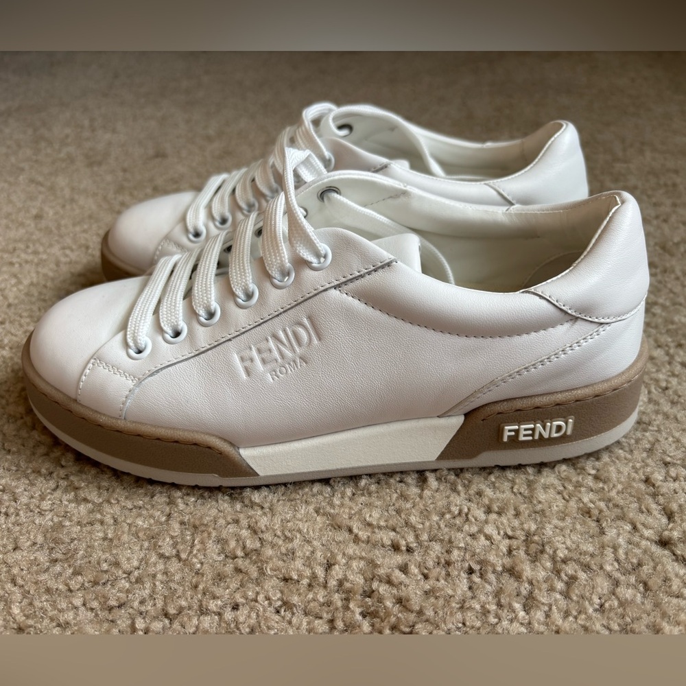 FENDI MWT white leather tennis shoes